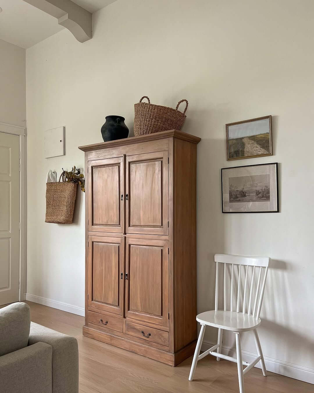 Tall Cabinet Adds Warmth and Storage