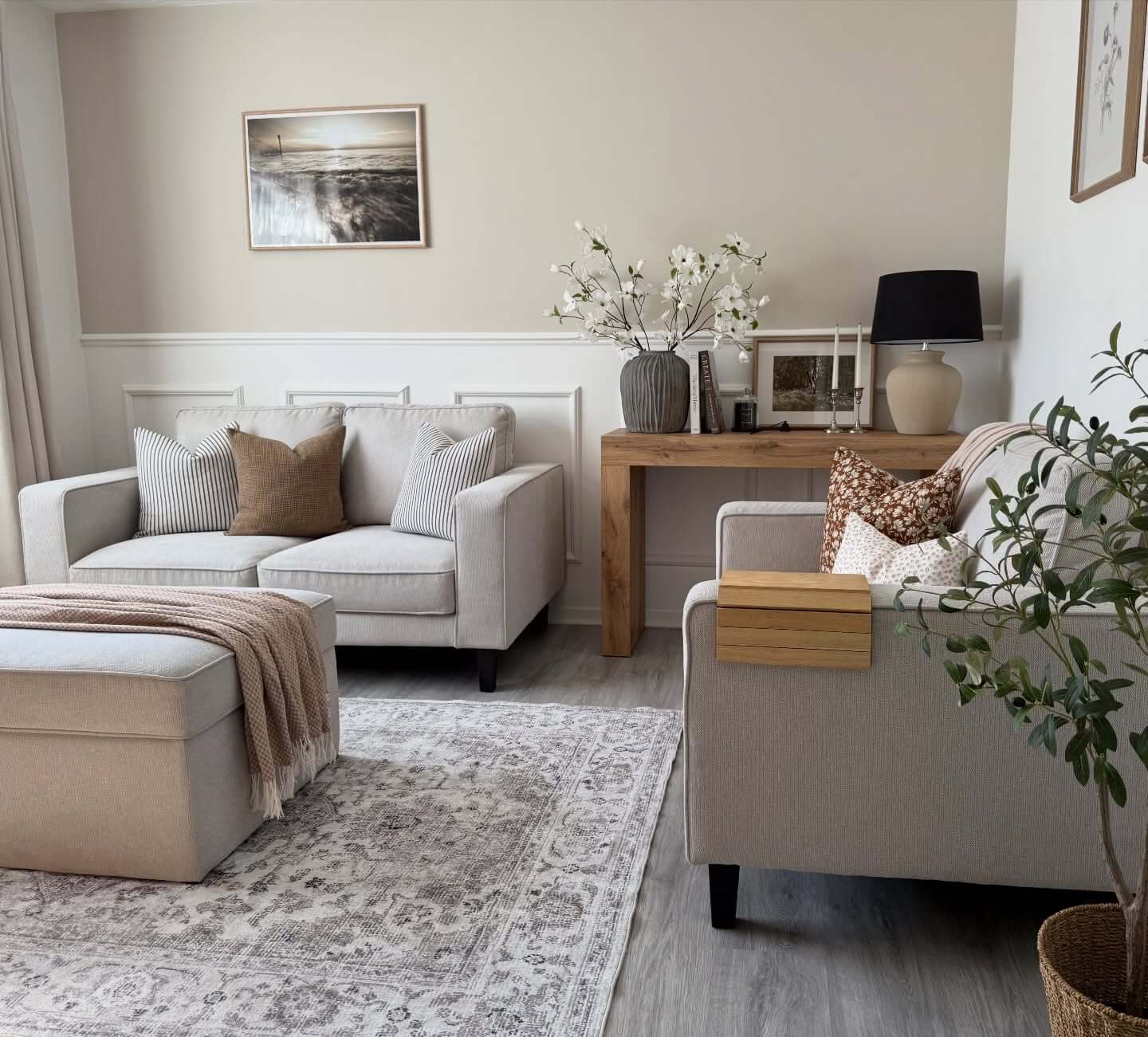 Wooden Tray Table Adds Convenient Surface to Armchair