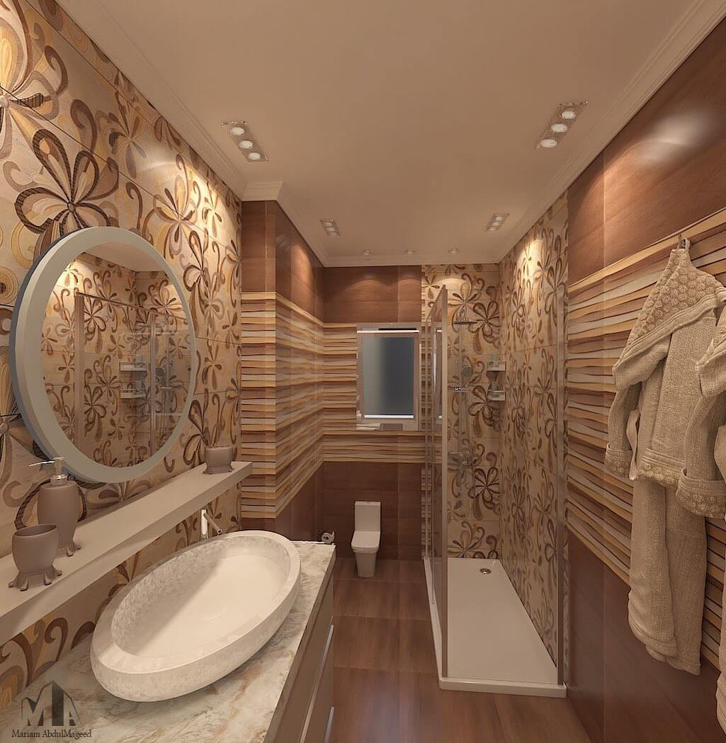 Break Up Wood-Look Walls with Floral Accent Tiles