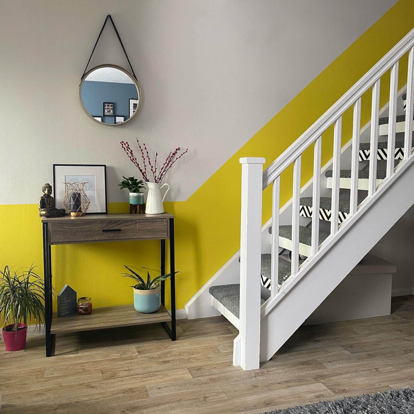 Geometric Black and White Patterns on Stair Risers