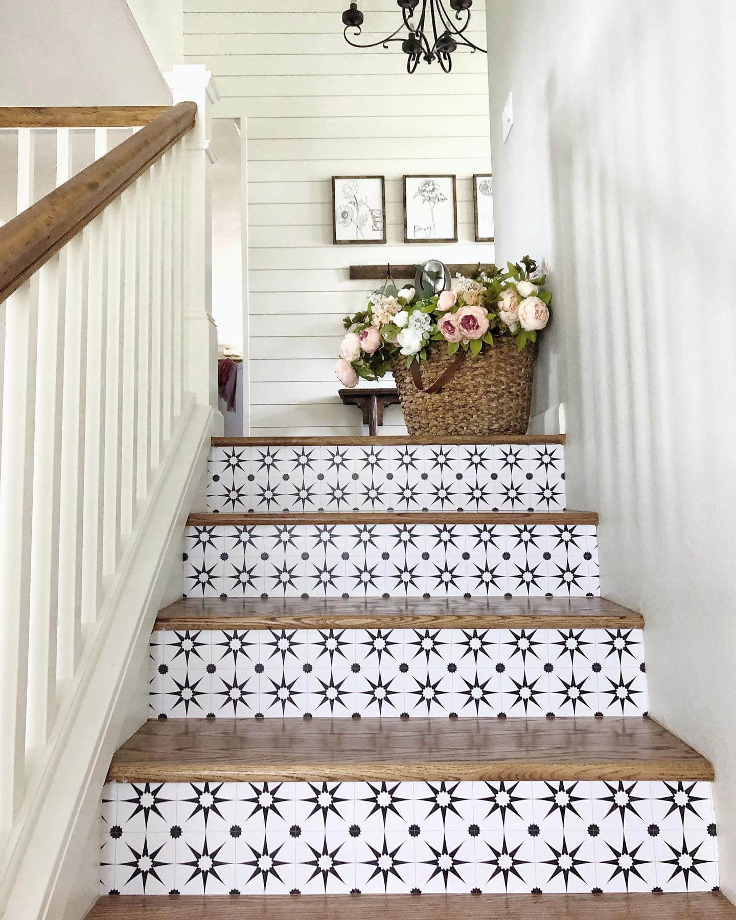 Graphic Starburst Tile Risers Ground a Staircase