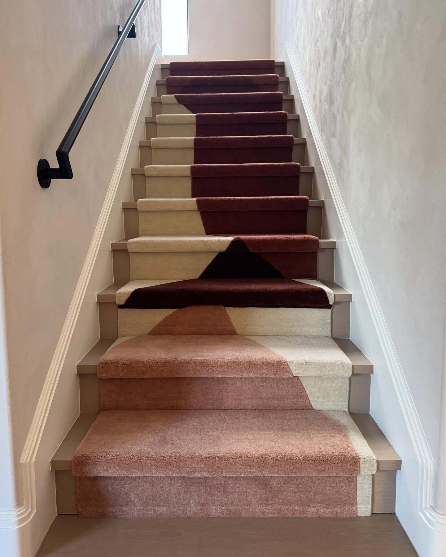 Abstract Block Runner in Terracotta and Cream Tones