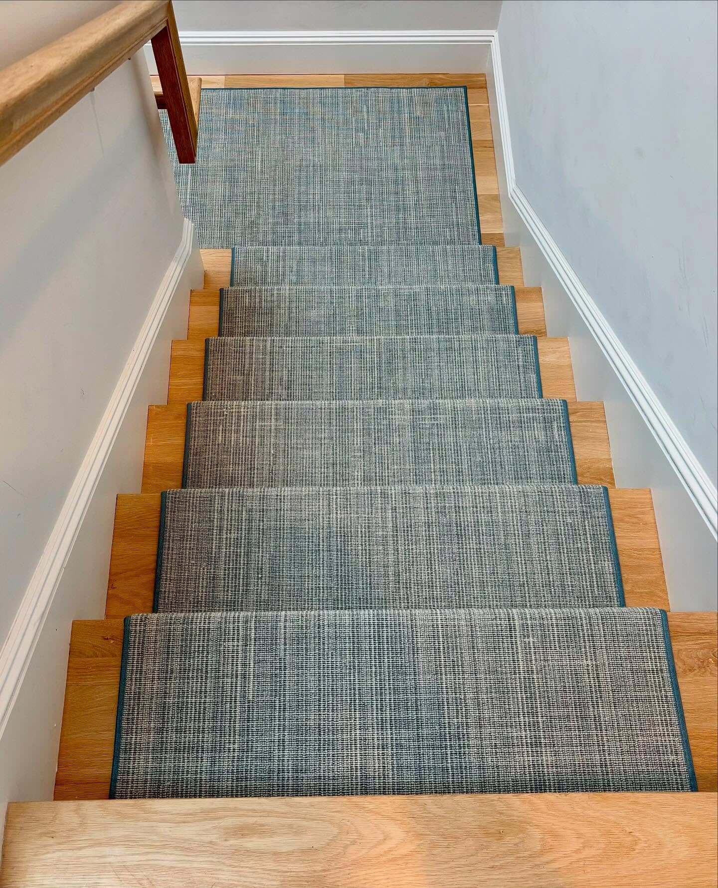 Textured Blue Runner With Subtle Teal Binding