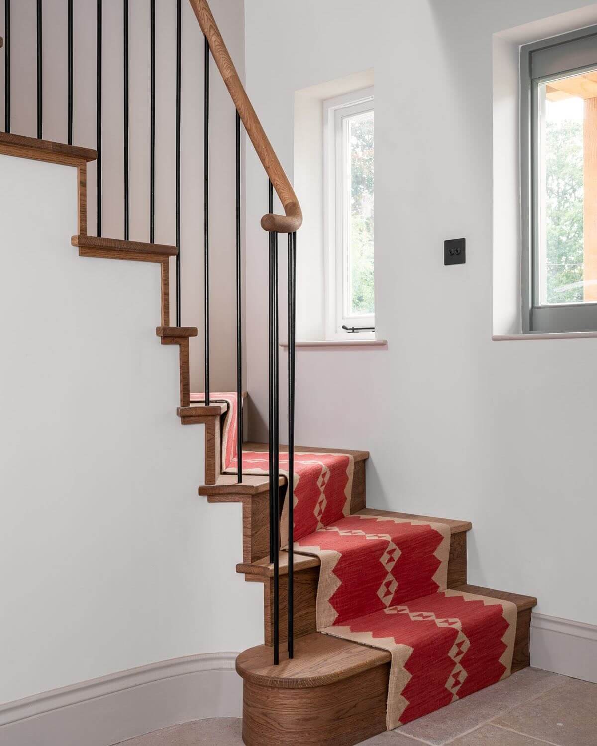 Red and Natural Geometric Runner With a Southwestern Vibe