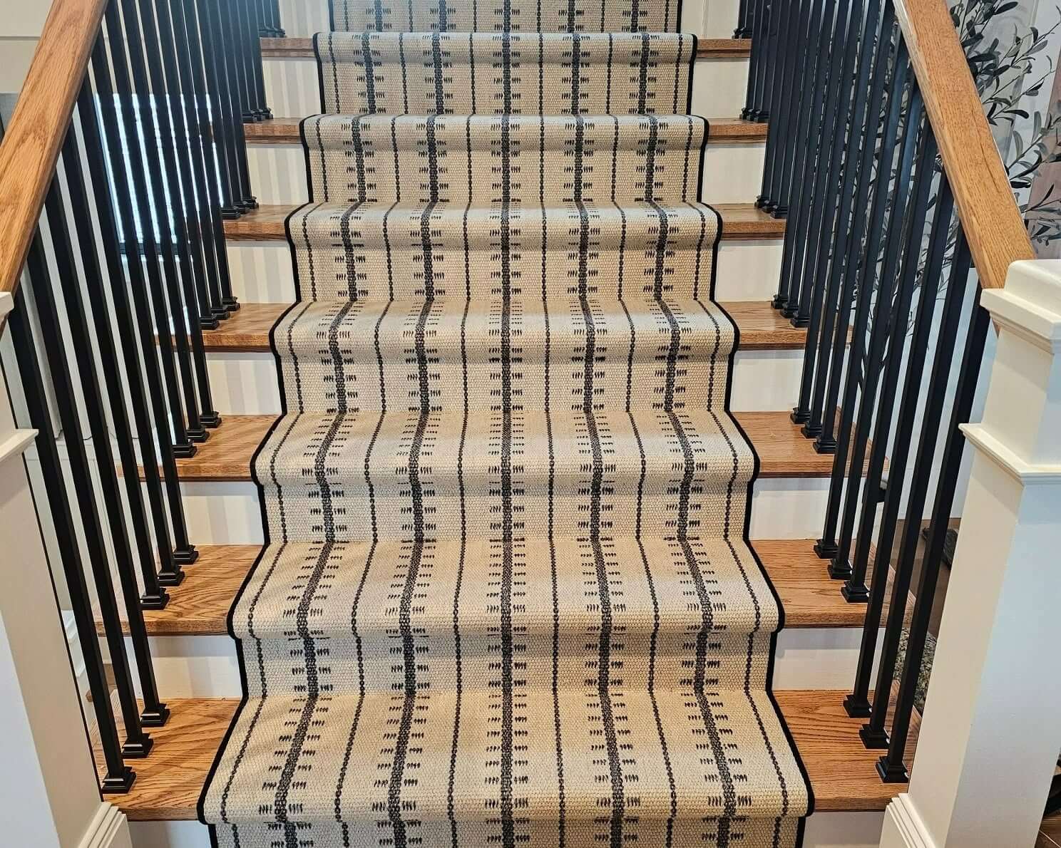Textured Stripe Runner With Black Binding Adds Subtle Pattern