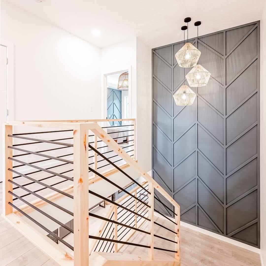 Chevron-Patterned Accent Wall Adds Architectural Interest