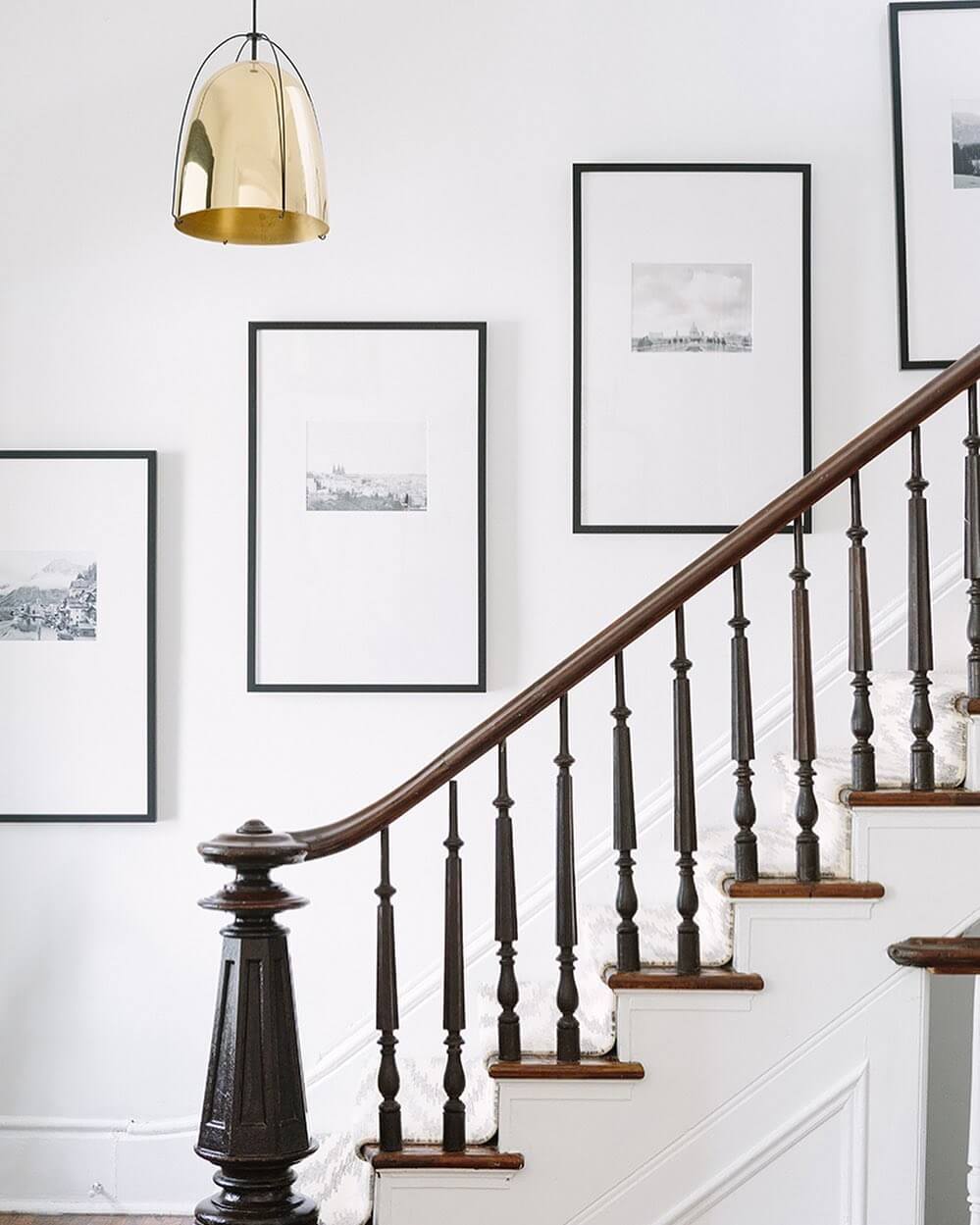 Framed Architectural Sketches Add Classic Charm to Stairwells