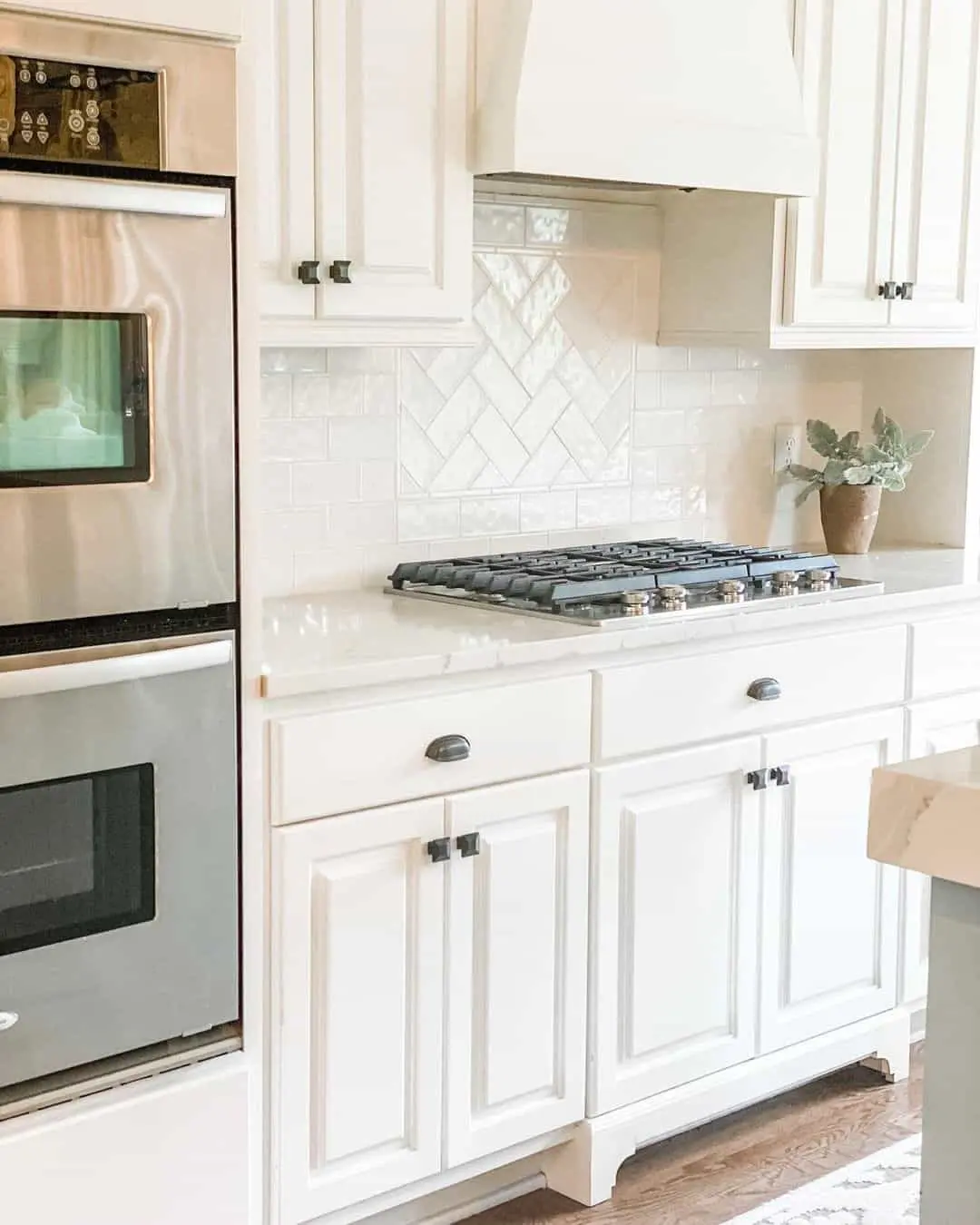 Subtle Dimension with White Herringbone Tile