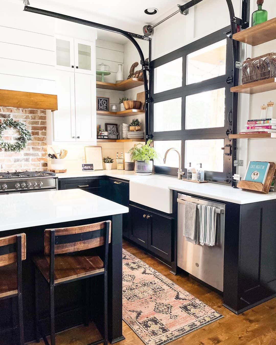 Industrial Garage Door Window Wall for Natural Light