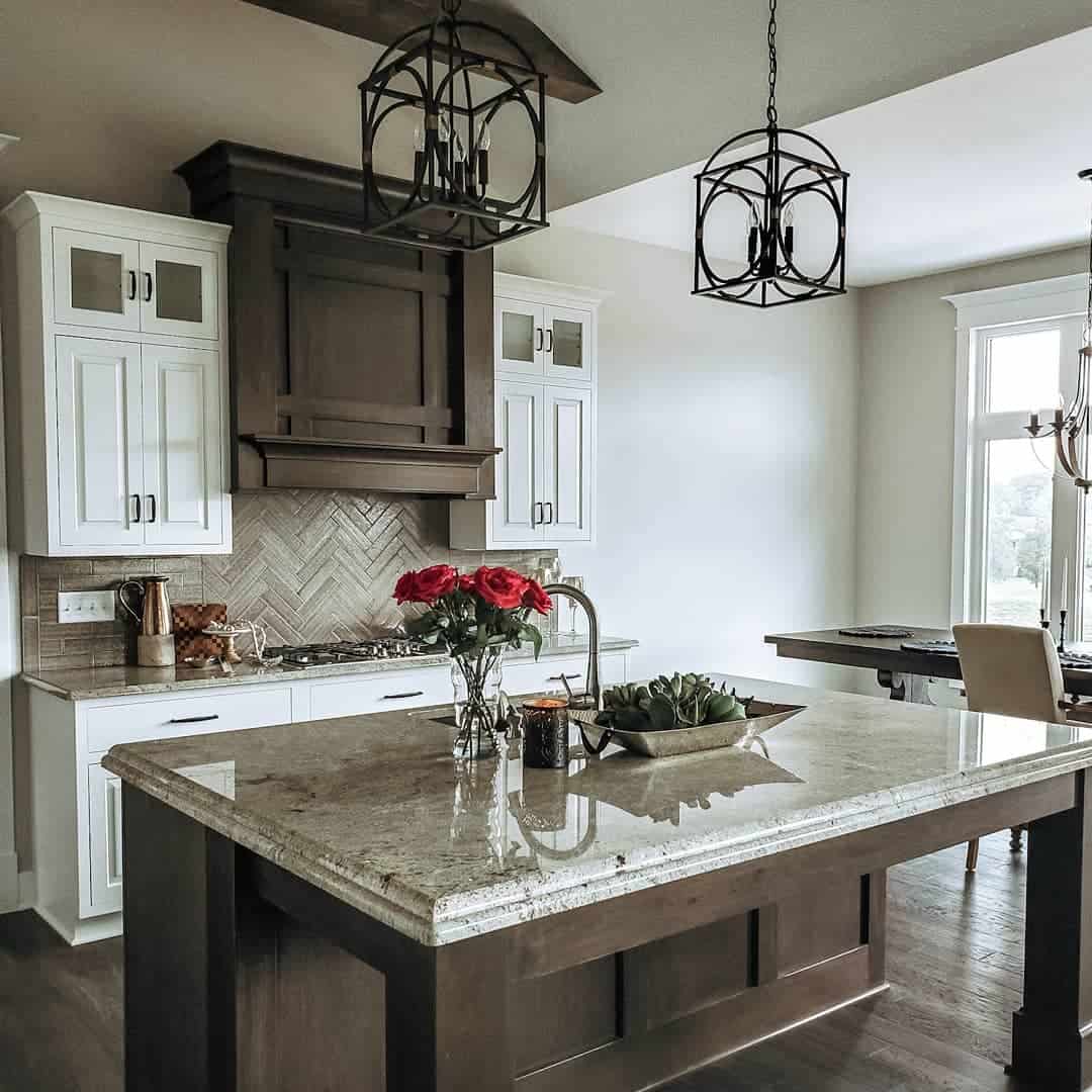 Herringbone Tile Adds Depth Behind the Stove
