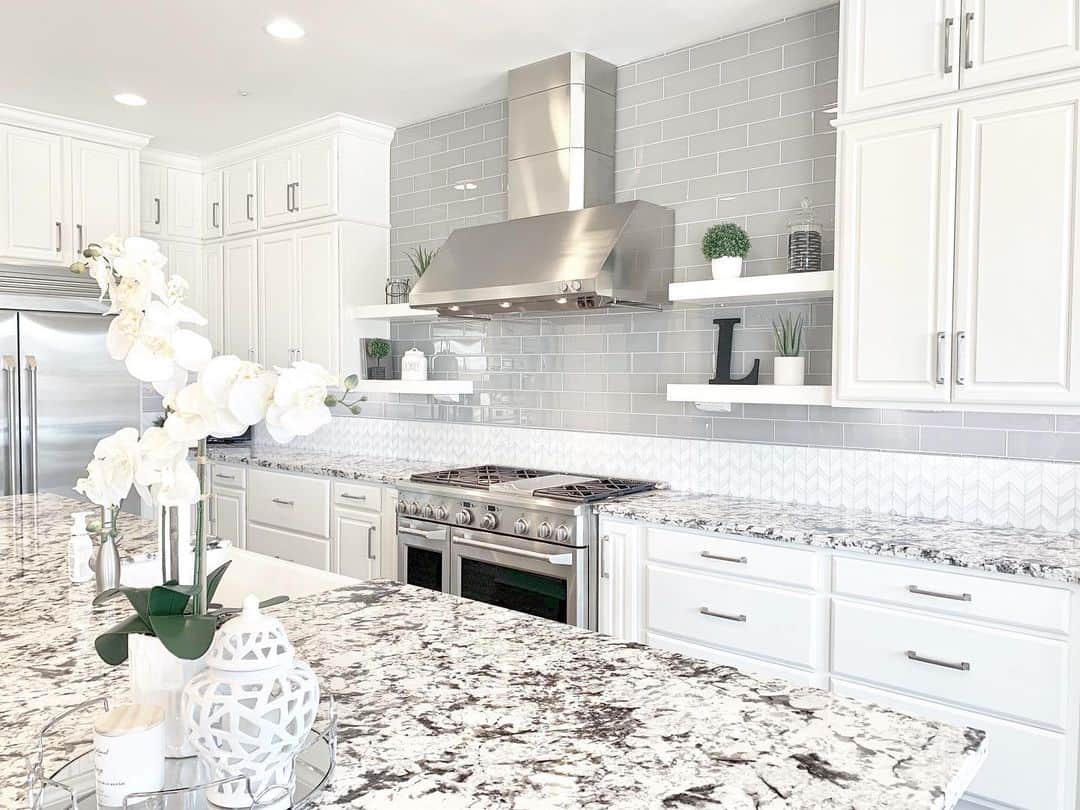 Open Shelving Adds a Layered Look Above the Stove