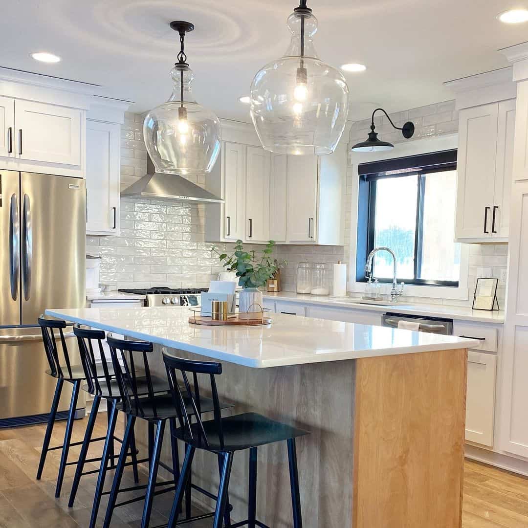 Textured White Tile Backsplash With Subtle Gloss
