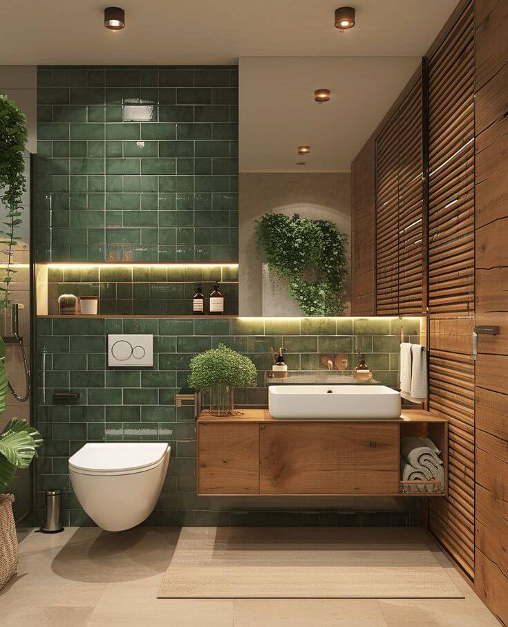 Deep Green Subway Tiles Add a Rich, Earthy Feel