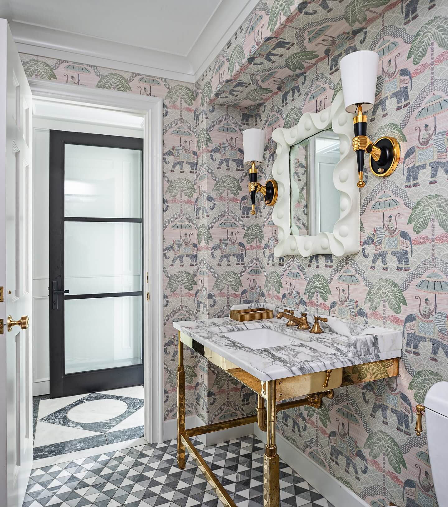 Elephant and Palm Wallpaper Creates an Exotic Escape