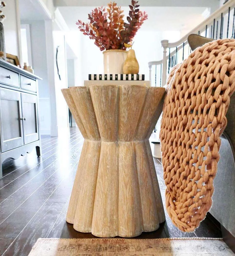 Incorporate Organic Texture with a Fluted Wood Pedestal