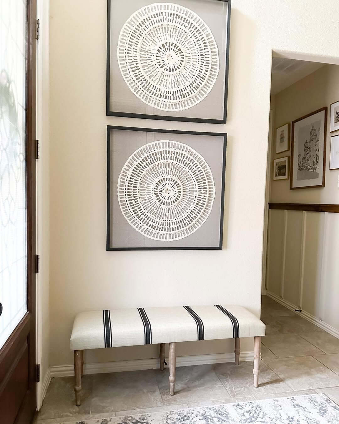 Layer Circular Woven Art Above the Bench