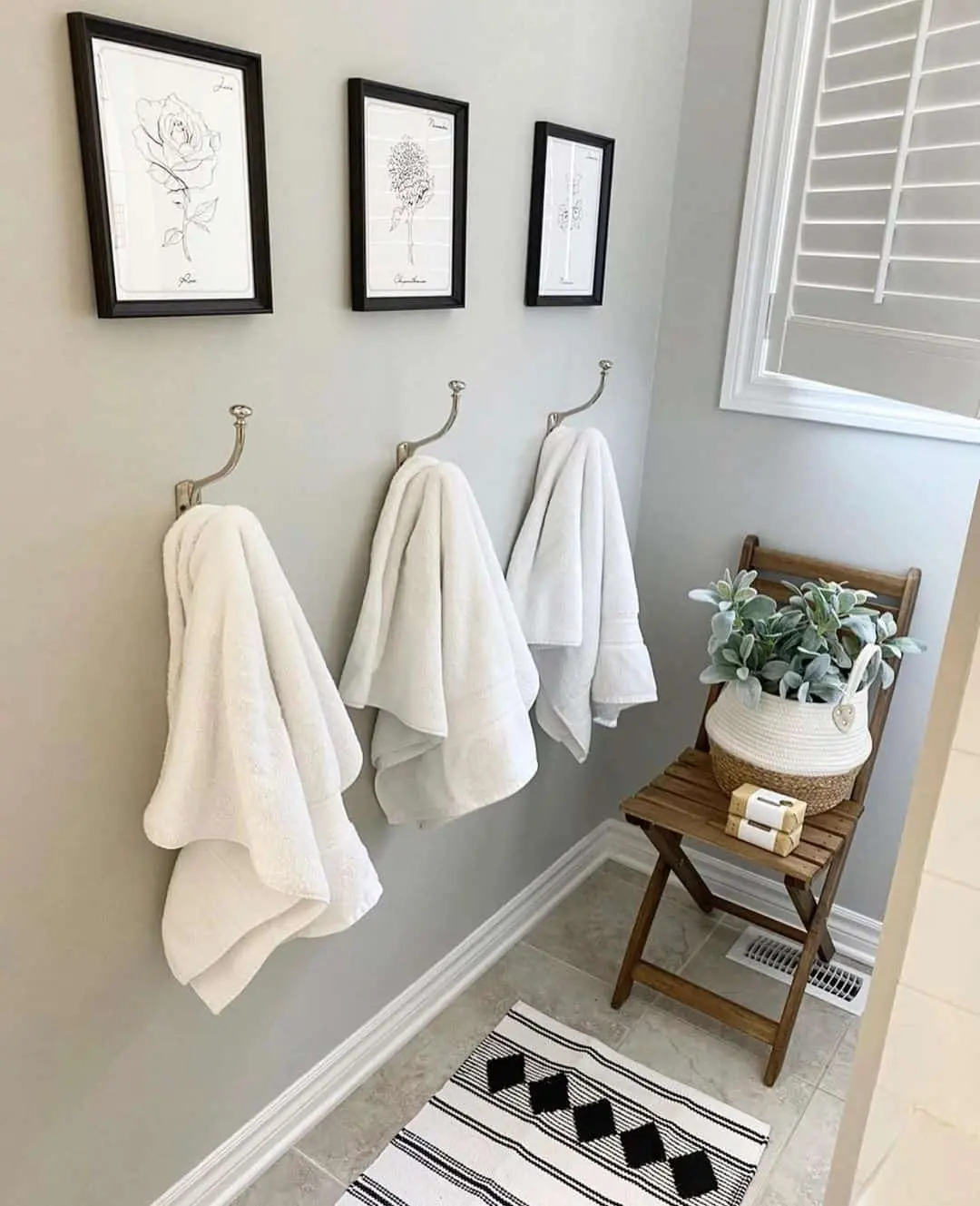 Botanical Line Art Prints Frame the Towel Hooks