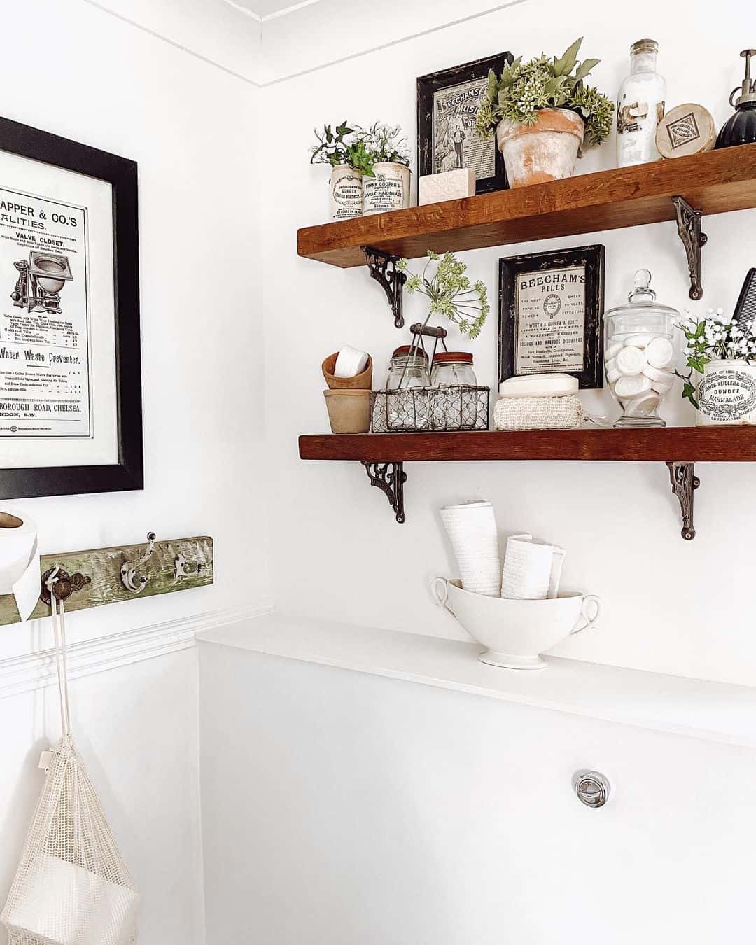 Vintage Apothecary Jars Display Cotton Rounds and Soaps