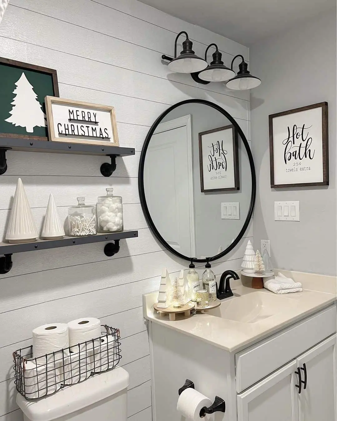 Tiered Trays Hold Festive Mini Trees and Dispensers