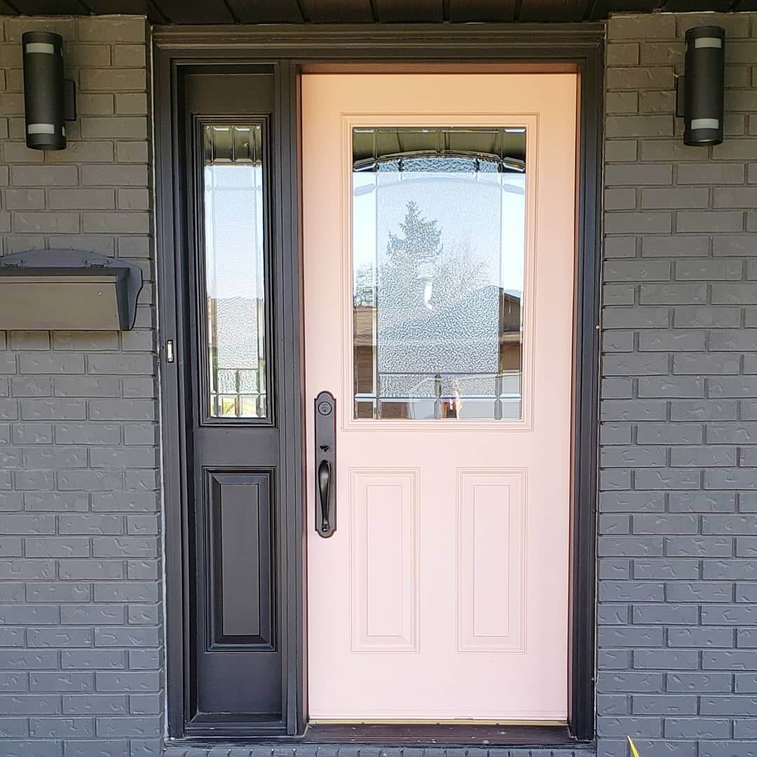 Soft Pink Door With Traditional Paneling