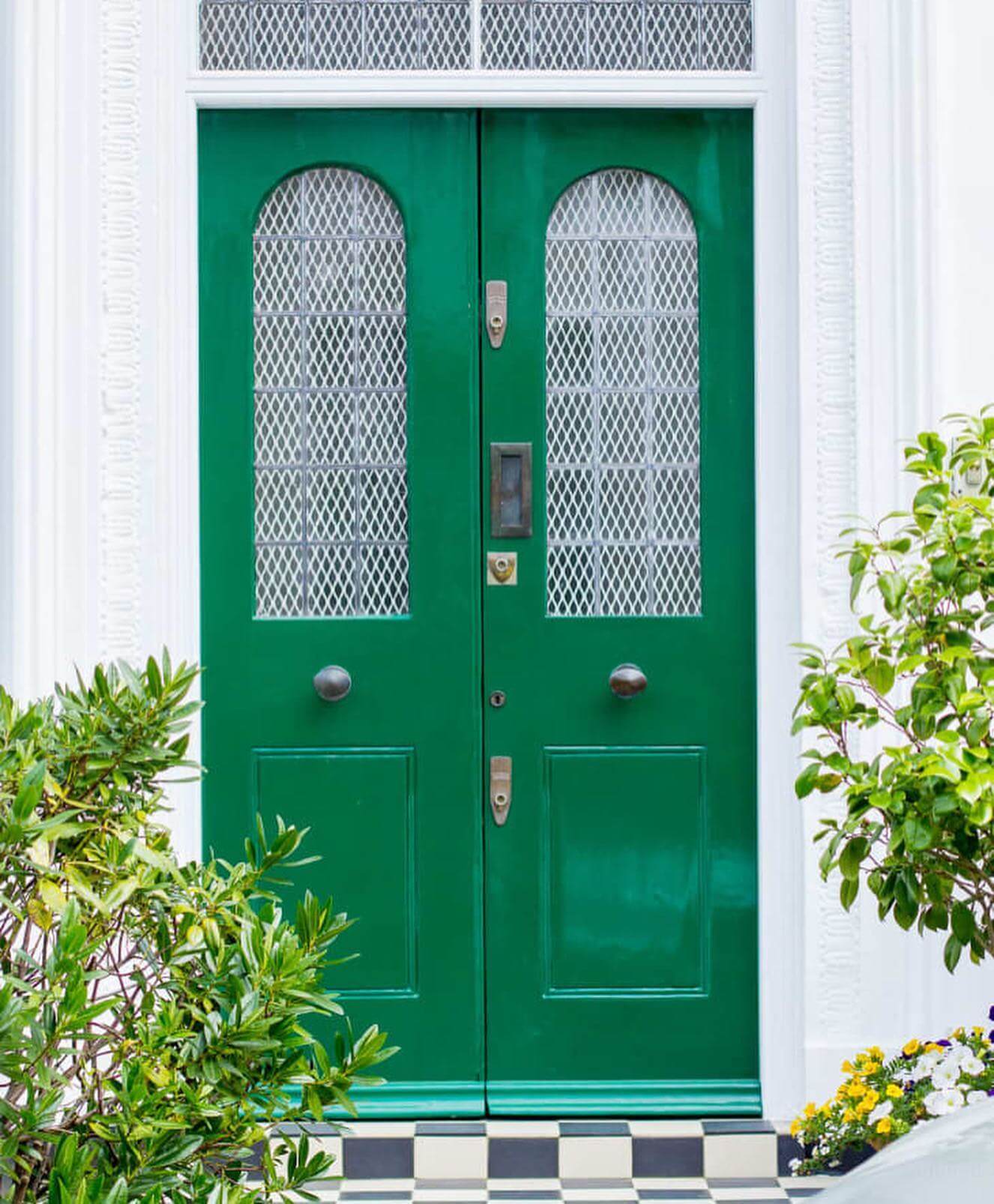 Deep Emerald Double Doors With Diamond Grilles