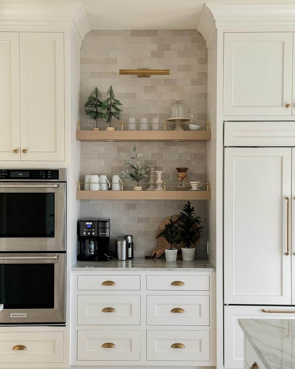 Style Shelves with Seasonal Mini Trees