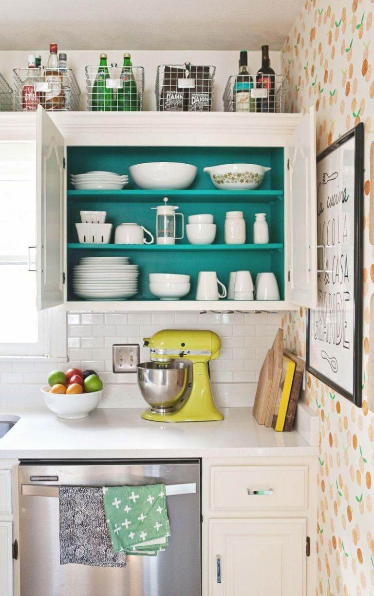 Turquoise Shelving Adds a Bold Pop of Color