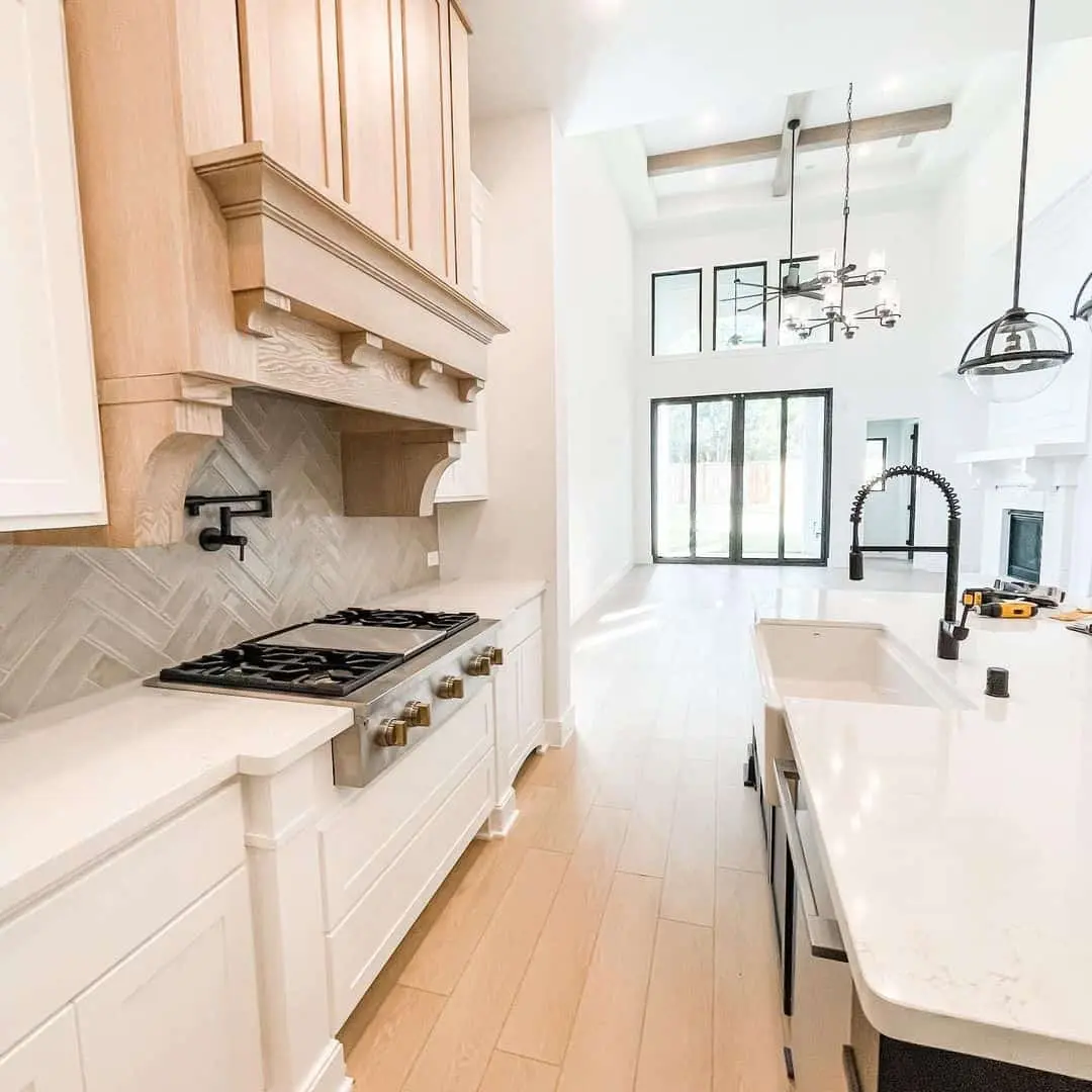 Frame the Range with Herringbone Backsplash Tiles