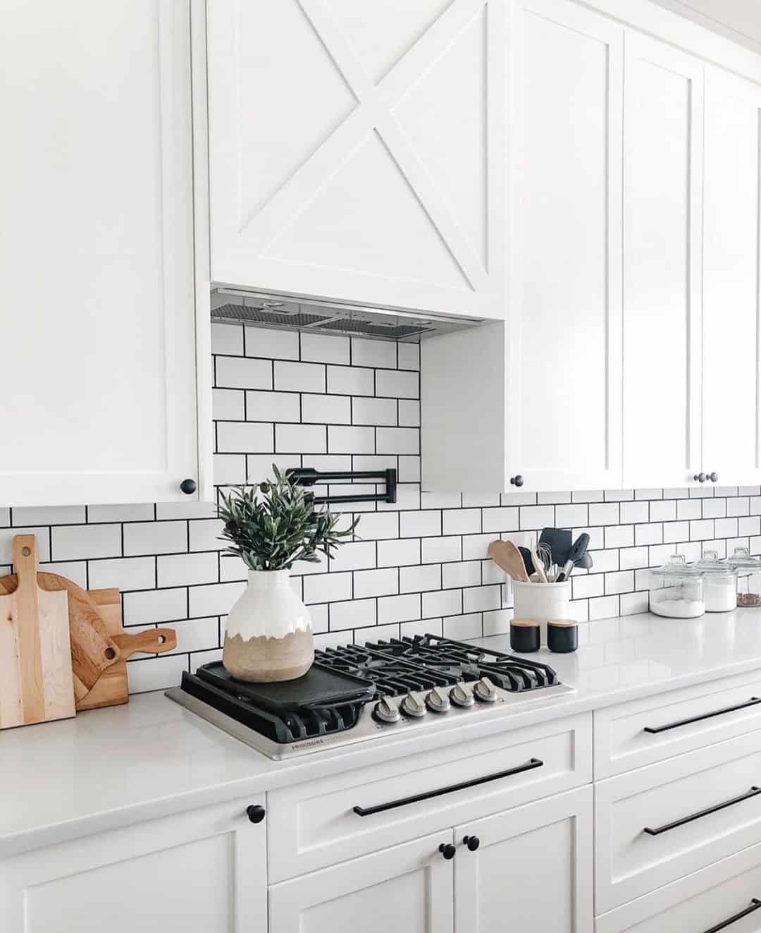 Contrast White Backsplash with Black Grout