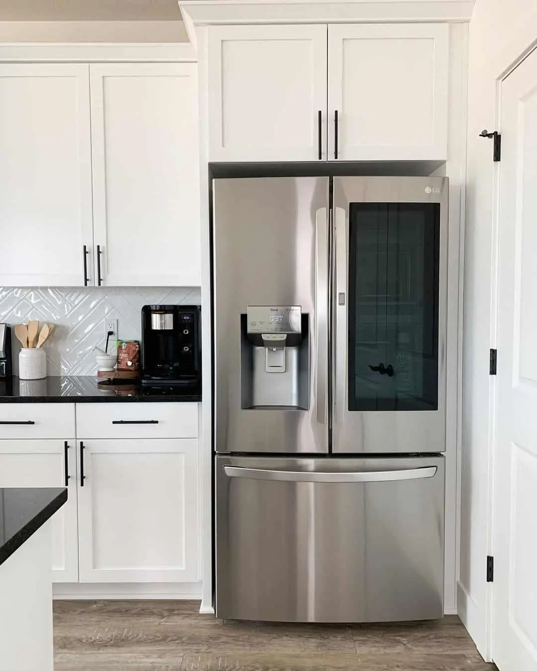 Stainless Steel Refrigerator Anchors White Cabinetry