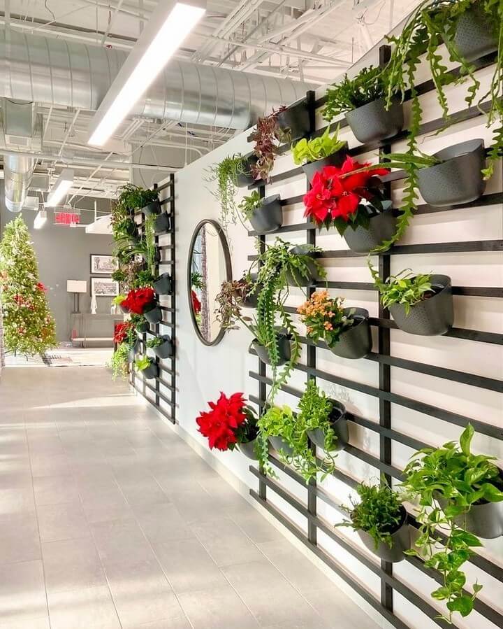Dark Grid System Holds a Living Vertical Garden