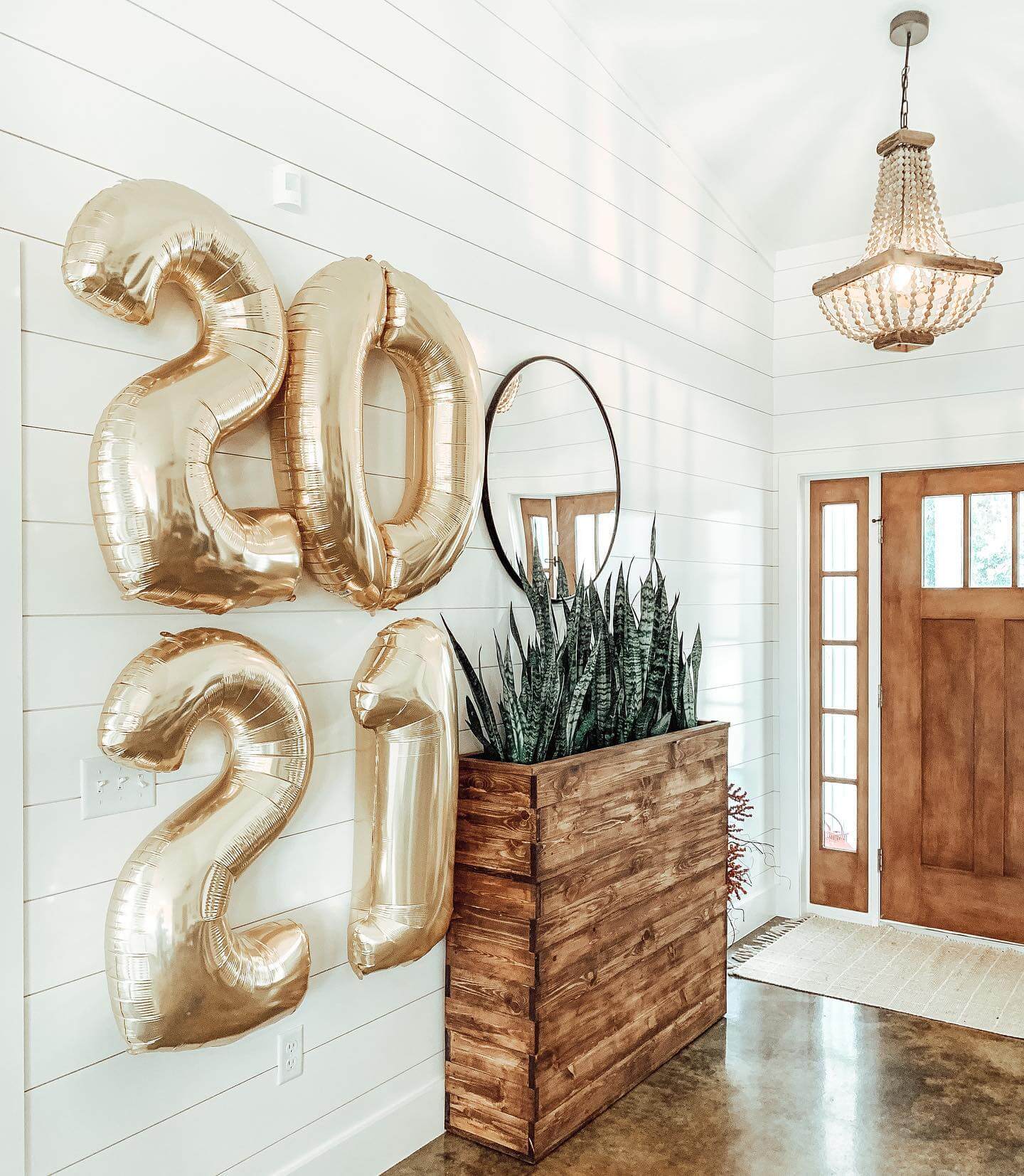 Mark a Milestone with Metallic Number Balloons on Shiplap