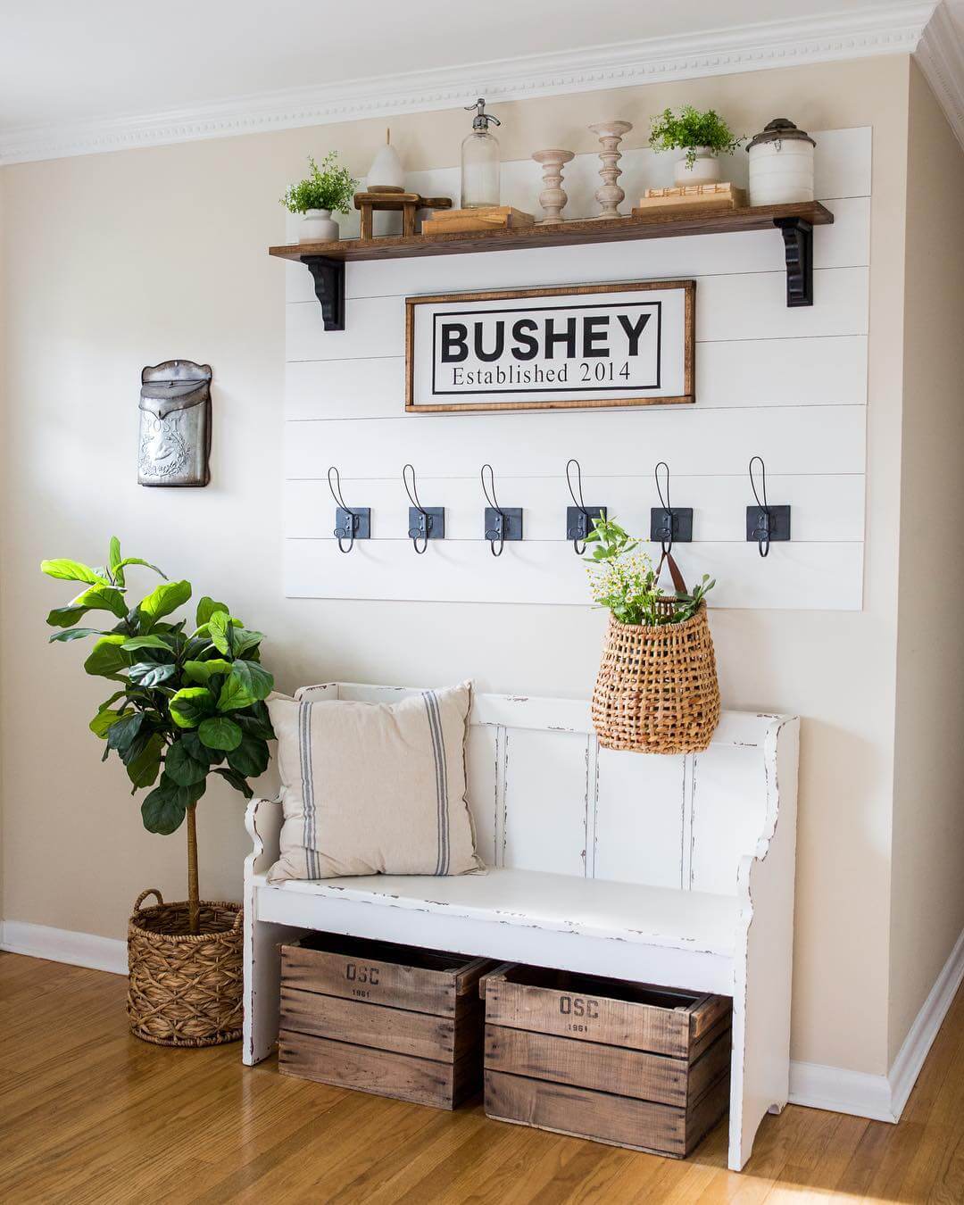 Tuck Rustic Wooden Crates Under Your Entryway Bench