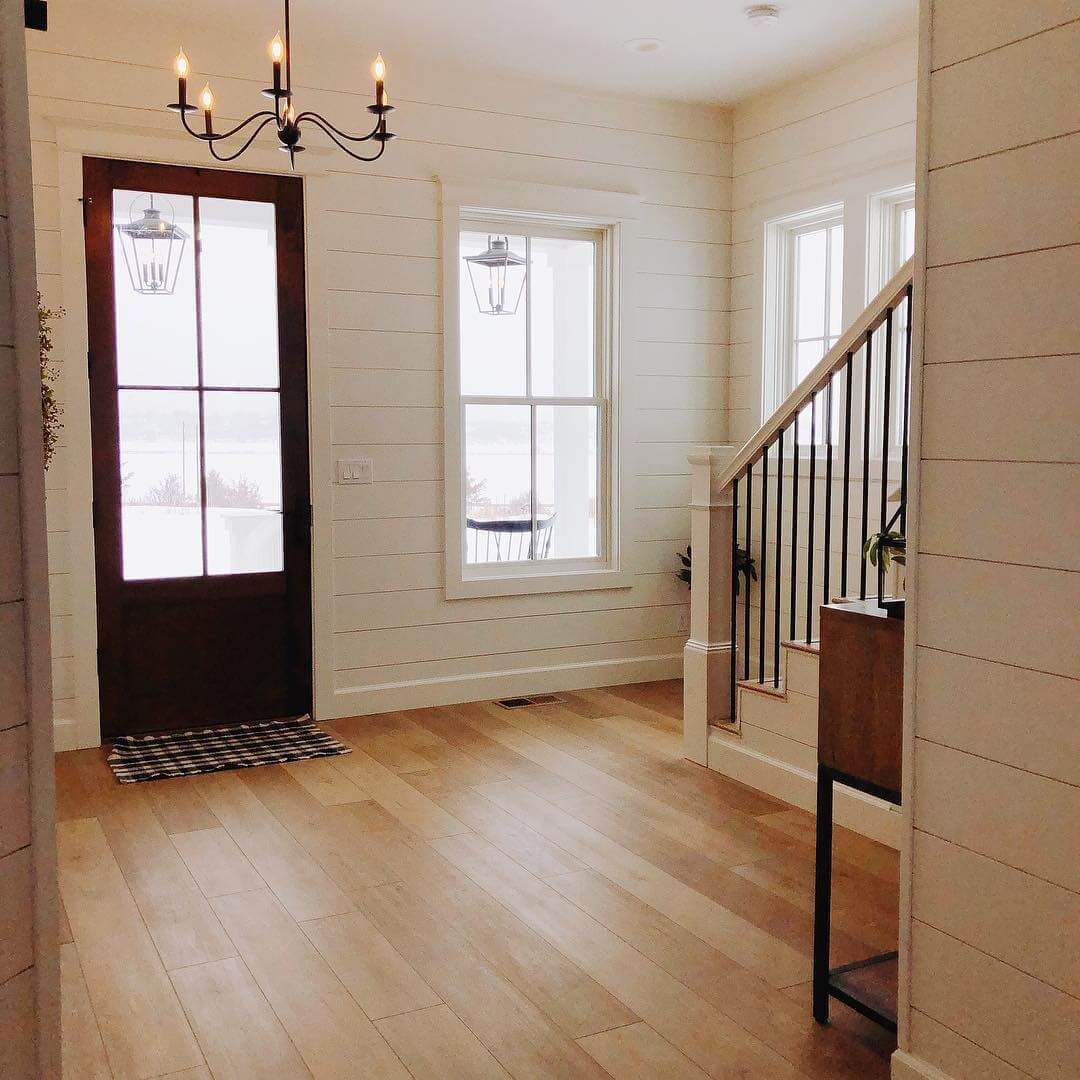 Contrast Dark Wood Doors with Horizontal Shiplap