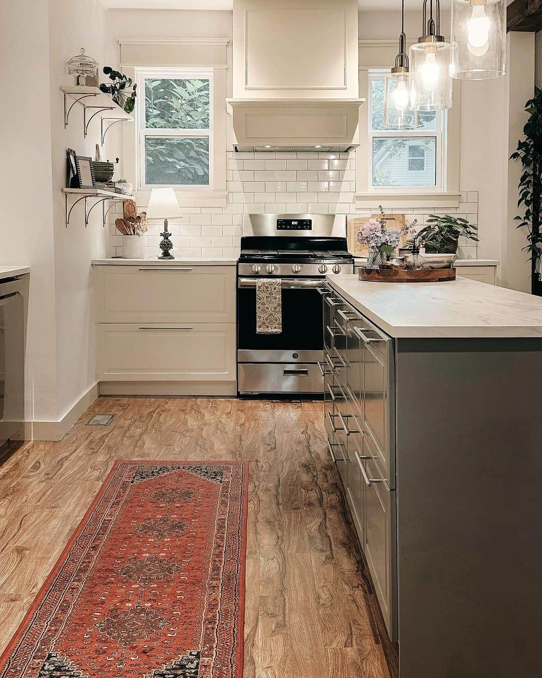 Deep Grey Island Drawers with Slim Metal Pulls for Streamlined Storage