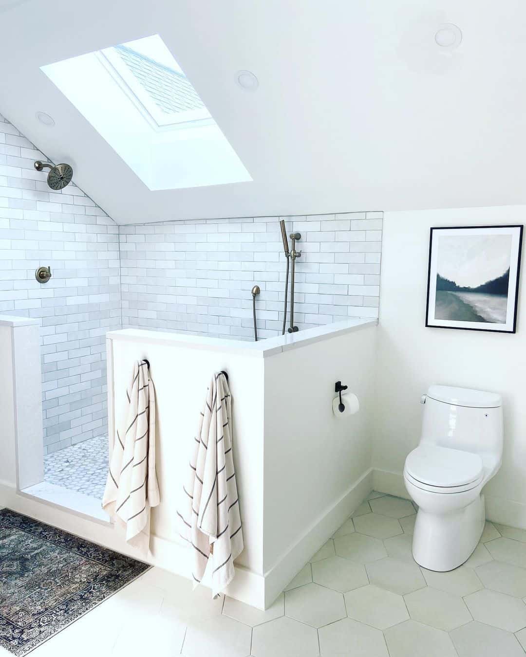 White Subway Tile Shower Walls Add Brightness