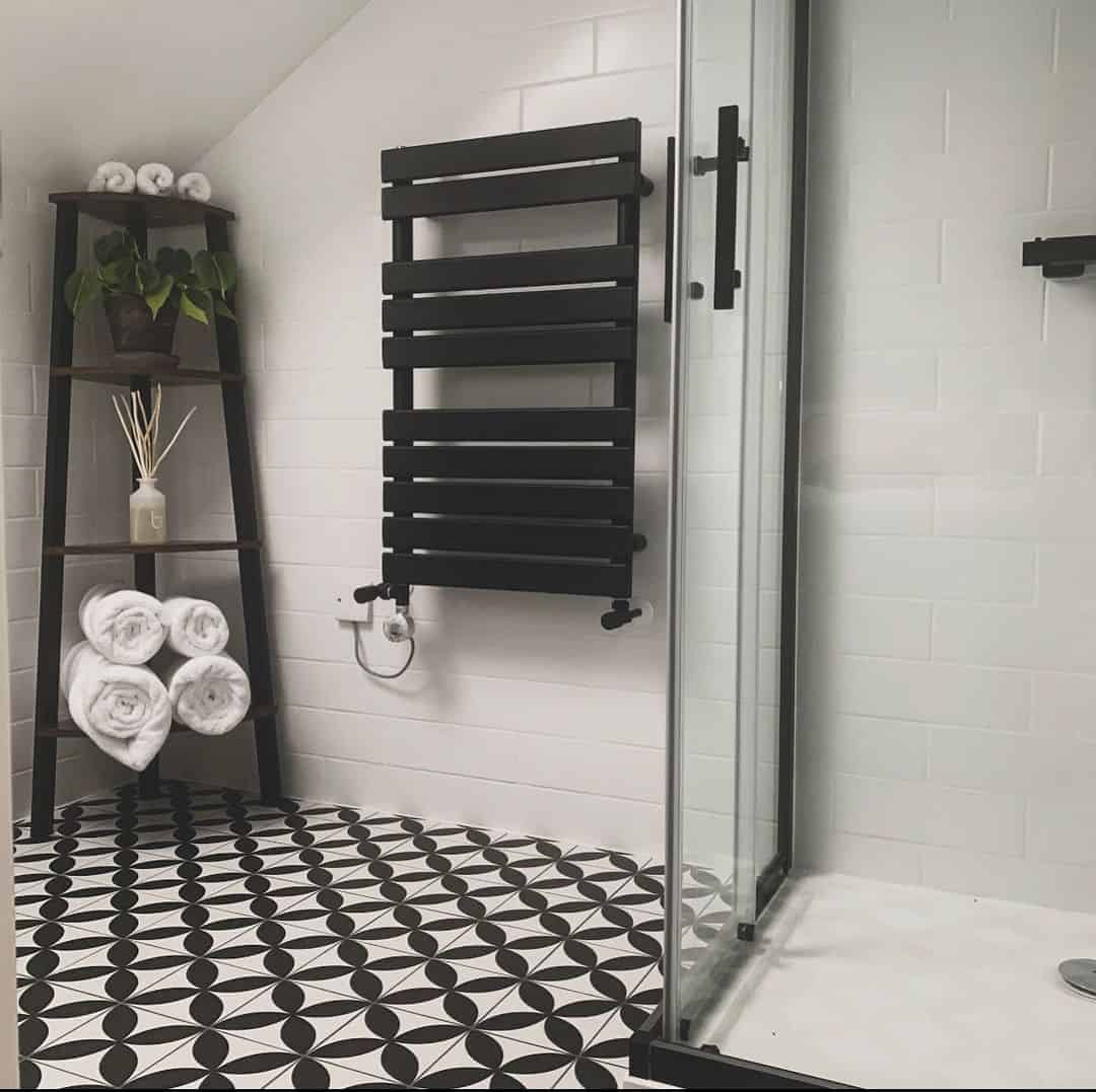 Black Heated Towel Rail Warms and Dries