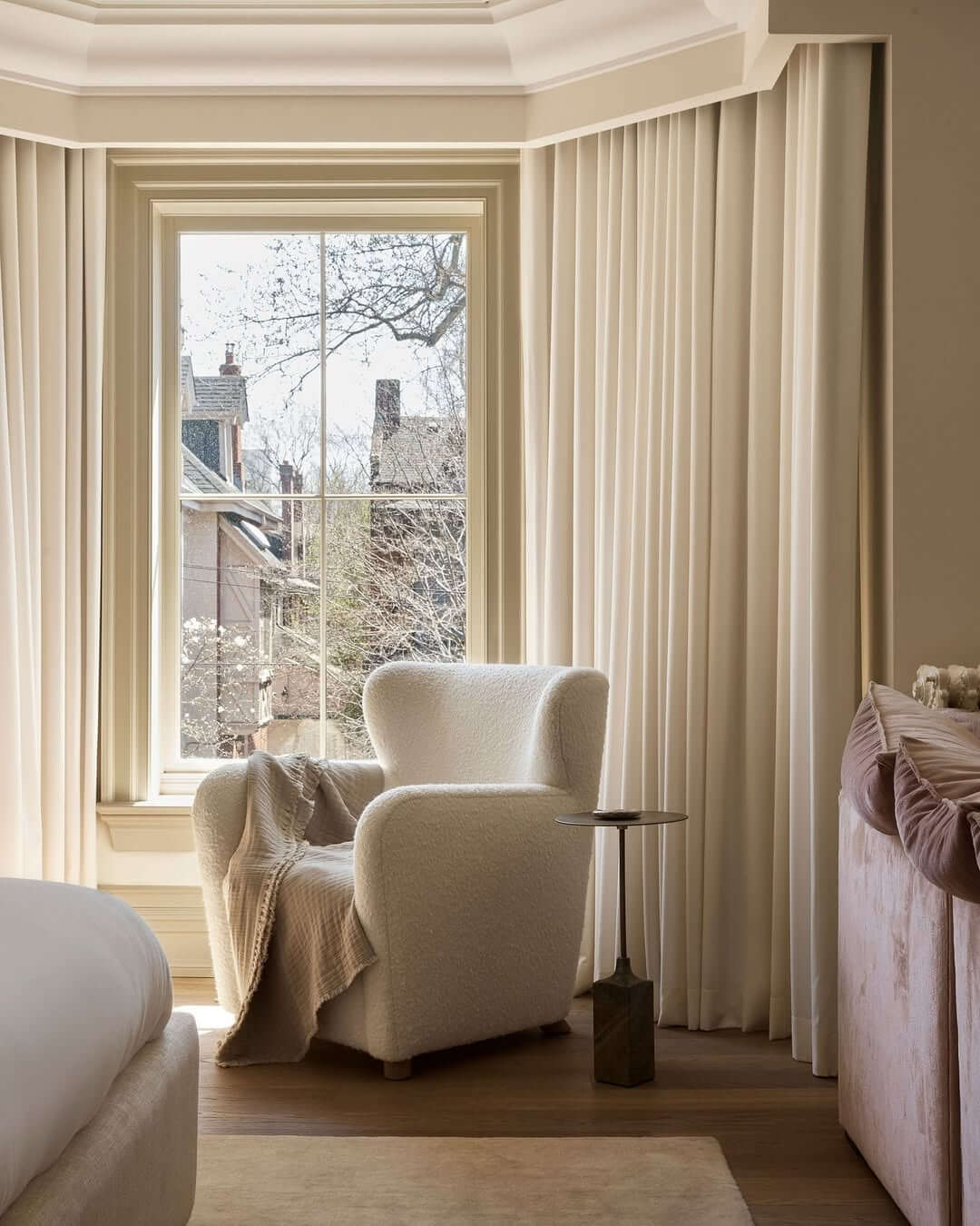 Plush Bouclé Armchair for a Cozy Reading Nook