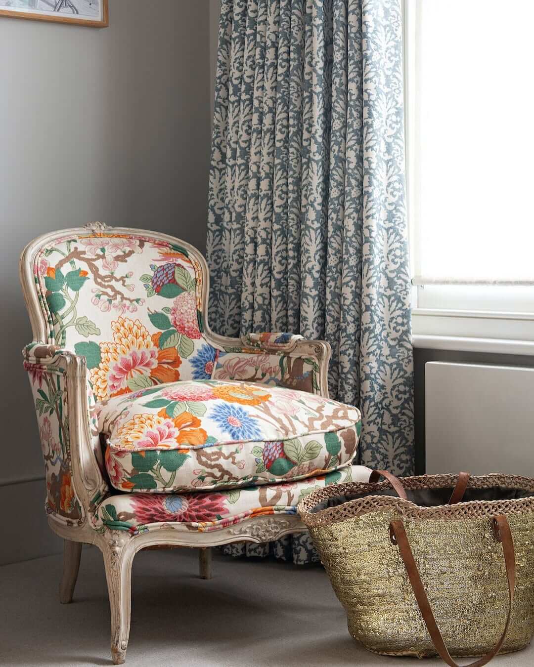 Bold Floral Upholstery on a French Provincial Chair