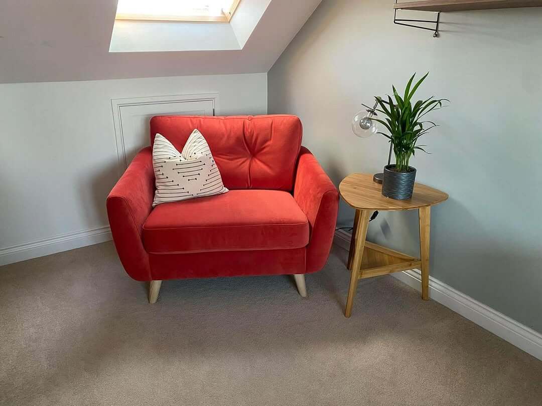 Coral Velvet Armchair Adds a Pop of Color