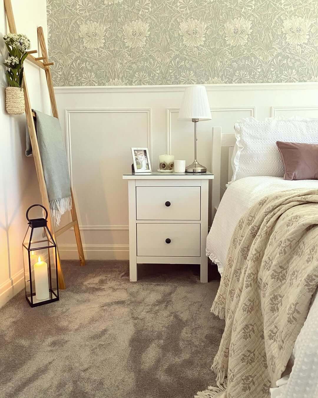 Lean a Wooden Ladder for Cozy Blanket Storage and Greenery