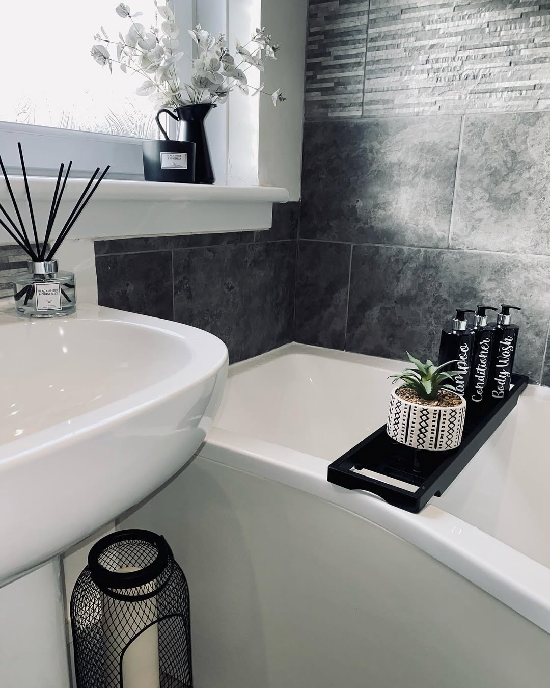 Black Caddy Holds Bathroom Essentials for Easy Access