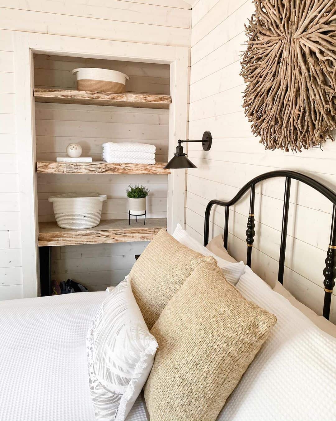 Rough-Hewn Shelves That Add Natural Texture to a Nook