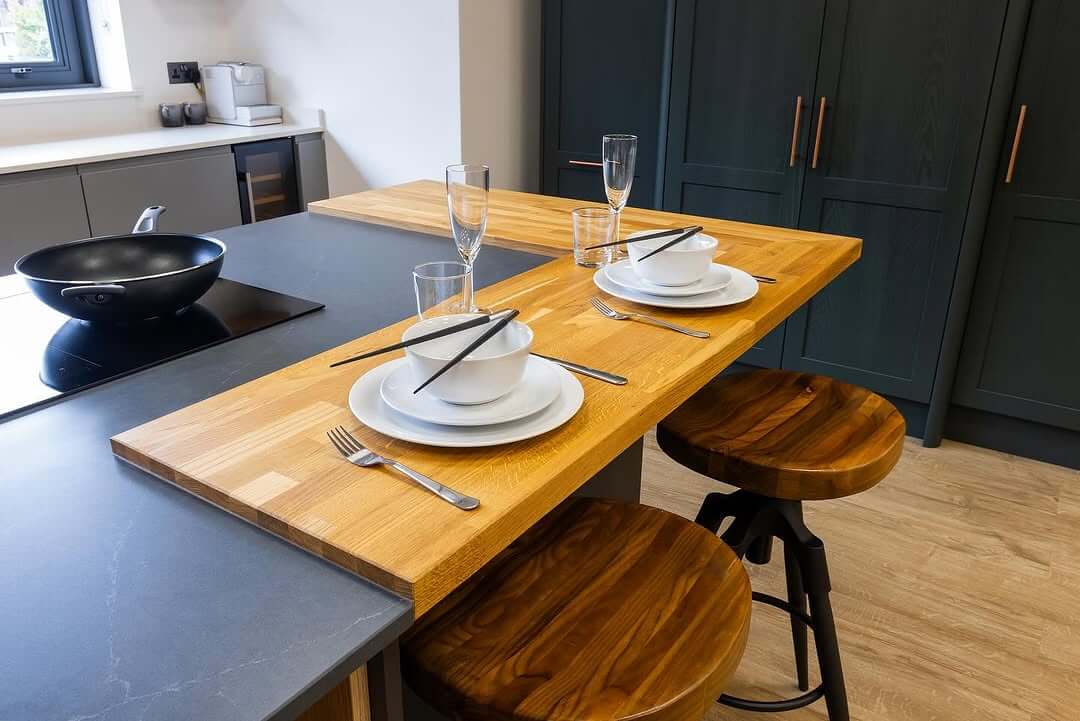 Extend Your Island with a Butcher Block Dining Surface