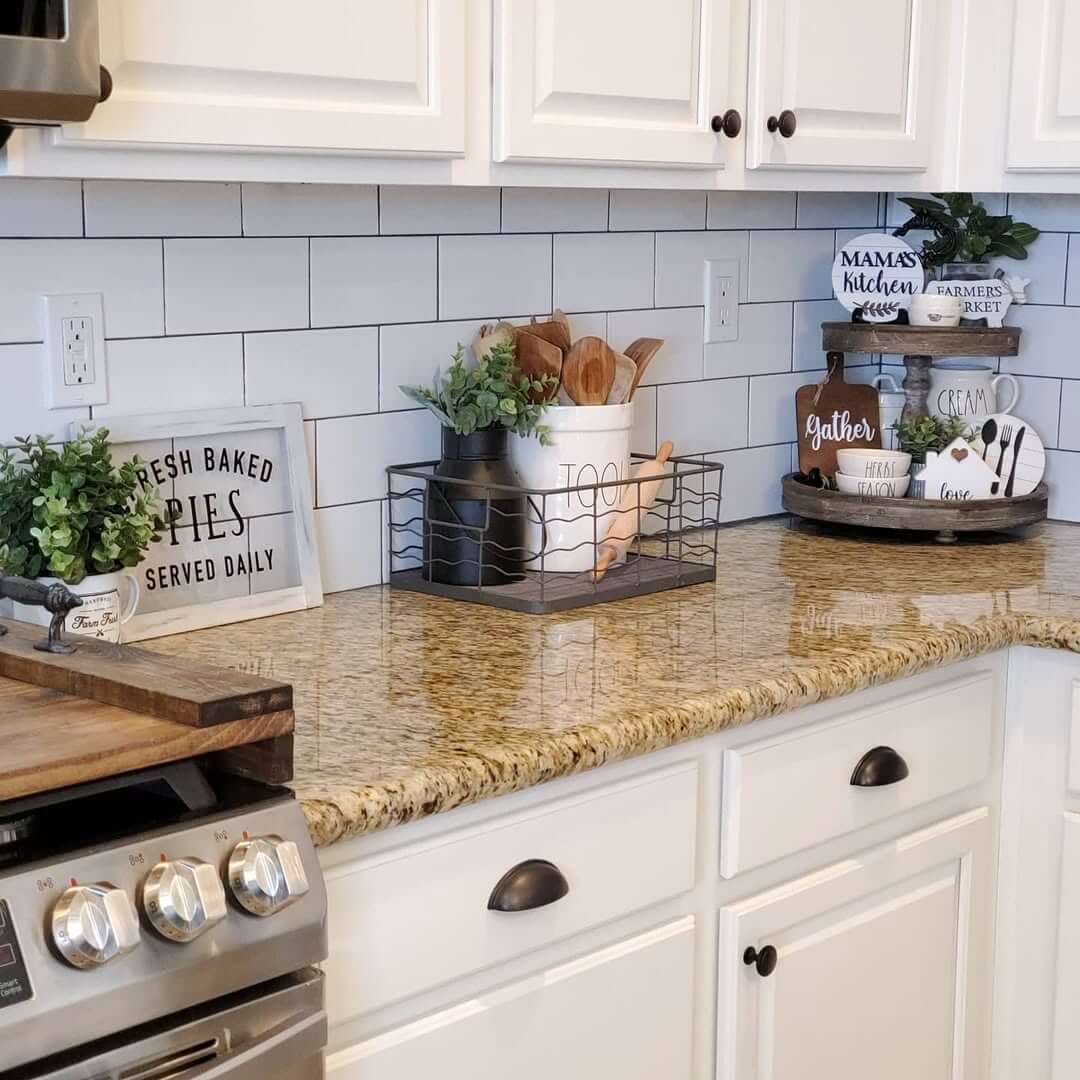 Wire Basket Organizes Utensils and Greenery