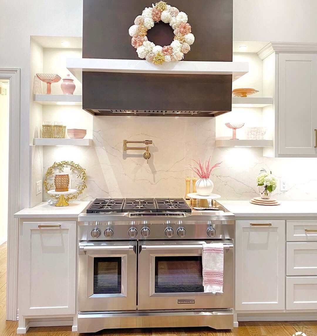 Pom-Pom Wreath Adds Soft Texture Above the Range