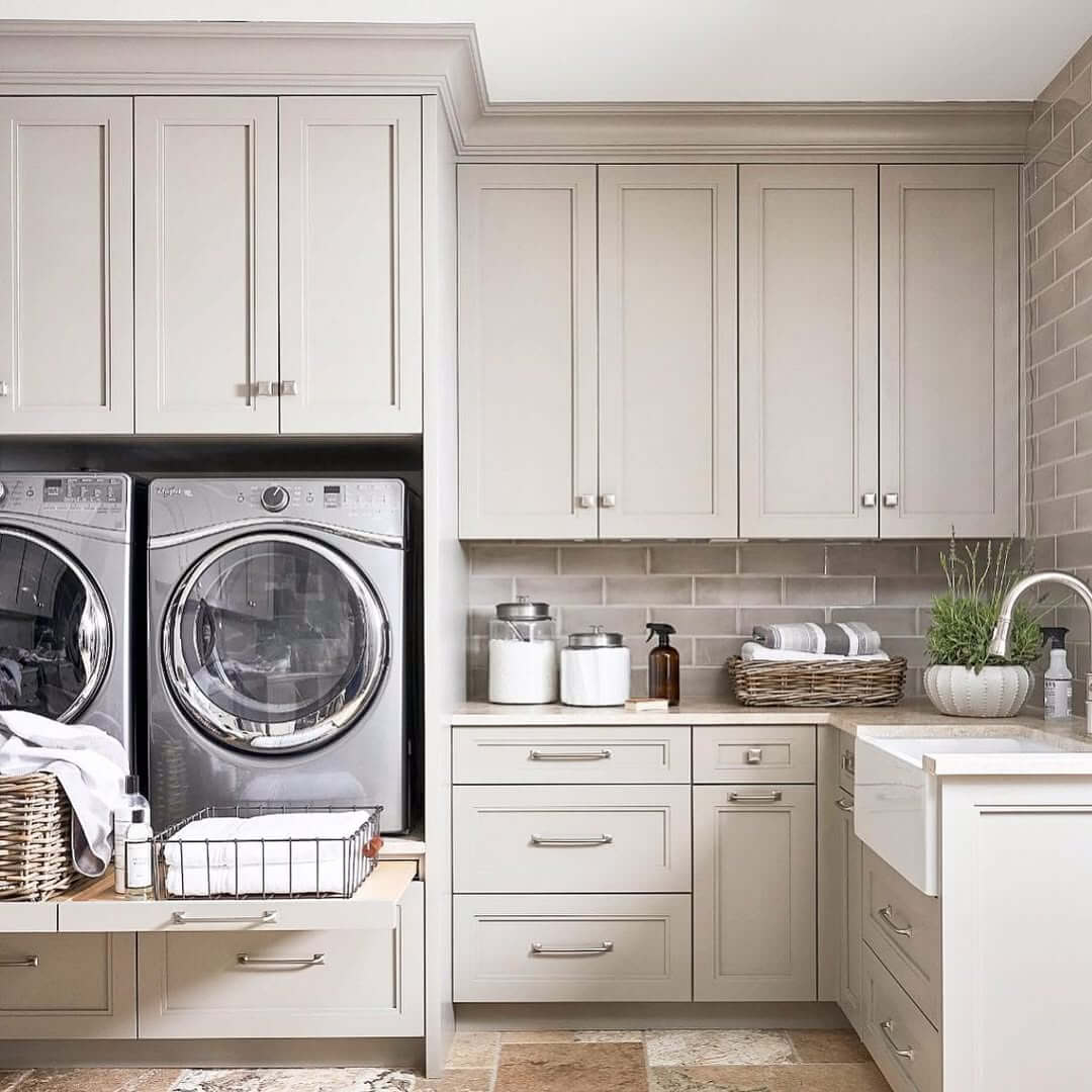 Light Grey Cabinets with Minimalist Hardware