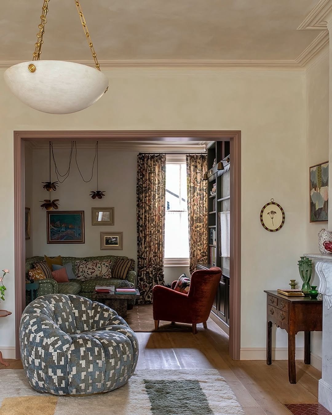 Patterned Curtains Add Warmth to a Cozy Nook