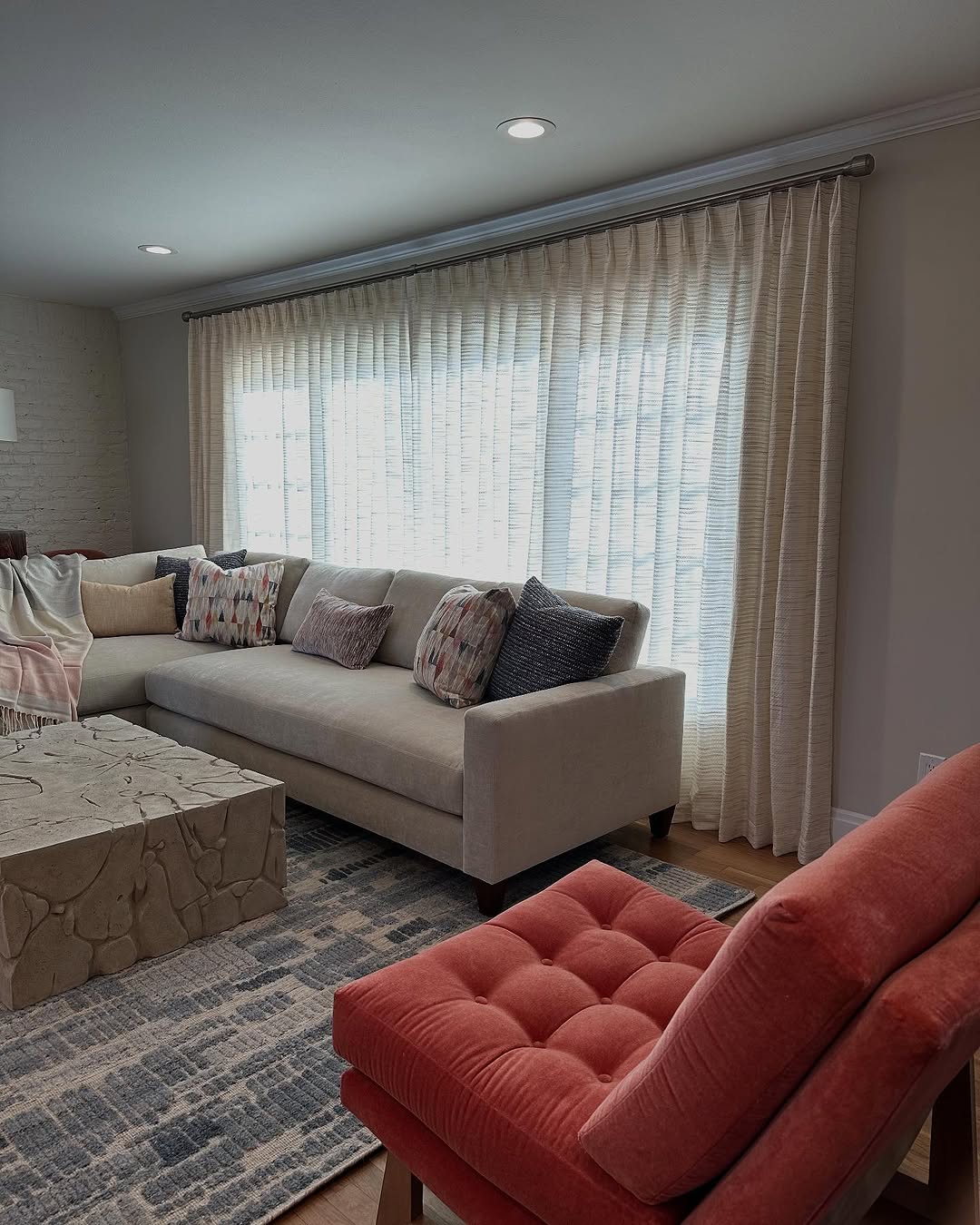 Pleated Linen Drapes Offer a Soft, Textured Filter for Light