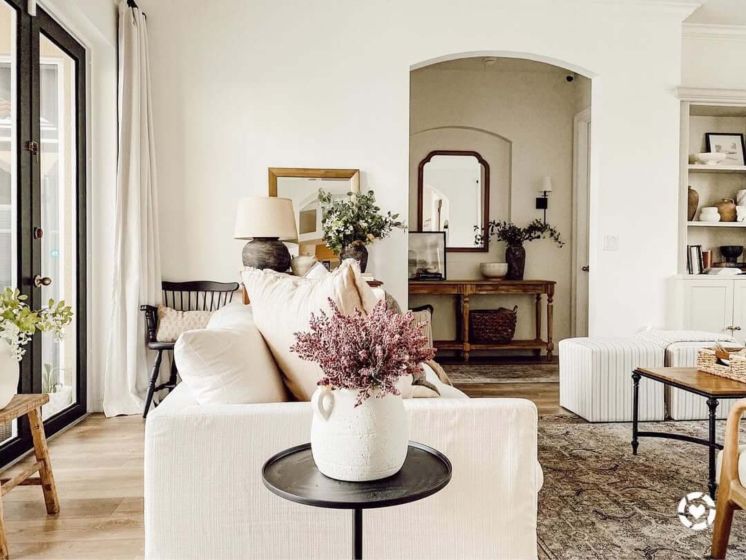 Light Wood Floors with a Textured Area Rug